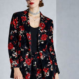 Blazer con Bottoni in Ciniglia Floreale - VARIANTE UNICA - SI30