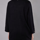 Cappotto in Maglia con Collo Removibile Faux Fur - NERO - ST80