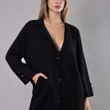 Cappotto in Maglia con Collo Removibile Faux Fur - NERO - ST80
