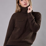 Maglia a Collo Alto Tessuto Soft Tarifa - MOKA - TA54