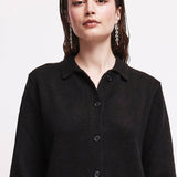 Cardigan con Colletto e Bottoni Tessuto Soft Tarifa - NERO - TA70