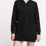 Cardigan con Colletto e Bottoni Tessuto Soft Tarifa - NERO - TA70