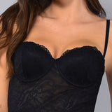 Bustier con Coppe Imbottite e Ferretto in Pizzo - NERO - CA40