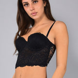 Bustier con Coppe Imbottite e Ferretto in Pizzo - NERO - CA40