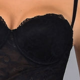Bustier con Coppe Imbottite e Ferretto in Pizzo - NERO - CA40