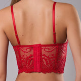 Bustier con Coppe Imbottite e Ferretto in Pizzo - ROSSO - CA40