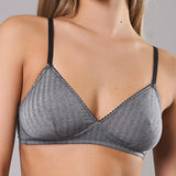 Reggiseno a Triangolo Non Imbottito Senza Ferretto Chevron - NERO - LE20