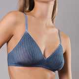 Reggiseno a Triangolo Non Imbottito Senza Ferretto Chevron - BLU - LE20