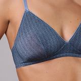 Reggiseno a Triangolo Non Imbottito Senza Ferretto Chevron - BLU - LE20