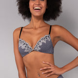 Reggiseno a Triangolo Imbottito Senza Ferretto Chevron - NERO - LE21