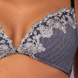 Reggiseno a Triangolo Imbottito Senza Ferretto Chevron - NERO - LE21
