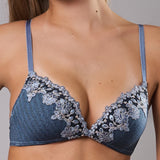 Reggiseno a Triangolo Imbottito Senza Ferretto Chevron - BLU - LE21