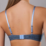 Reggiseno a Triangolo Imbottito Senza Ferretto Chevron - BLU - LE21