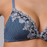 Reggiseno a Triangolo Imbottito Senza Ferretto Chevron - BLU - LE21