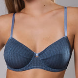 Reggiseno Francese con Ferretto Chevron - BLU - LE22