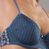 Reggiseno Francese con Ferretto Chevron - BLU - LE22