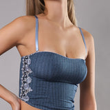 Bustier Non Imbottito Chevron - BLU - LE40