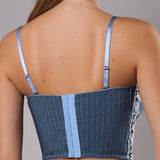 Bustier Non Imbottito Chevron - BLU - LE40