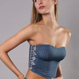 Bustier Non Imbottito Chevron - BLU - LE40