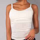 Top con Spalline e Arricciature Tessuto Glossy - MILK - NS41