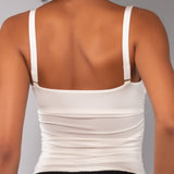 Top con Spalline e Arricciature Tessuto Glossy - MILK - NS41