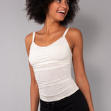 Top con Spalline e Arricciature Tessuto Glossy - MILK - NS41