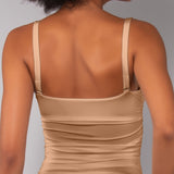 Top con Spalline e Arricciature Tessuto Glossy - BISCUIT - NS41