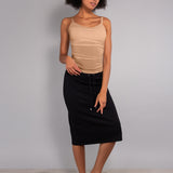 Top con Spalline e Arricciature Tessuto Glossy - BISCUIT - NS41