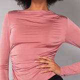 Maglia con Scollo a Barchetta Tessuto Glossy - ROSE - NS50