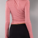 Maglia con Scollo a Barchetta Tessuto Glossy - ROSE - NS50