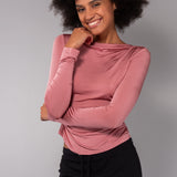 Maglia con Scollo a Barchetta Tessuto Glossy - ROSE - NS50