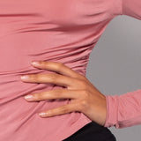 Maglia con Scollo a Barchetta Tessuto Glossy - ROSE - NS50
