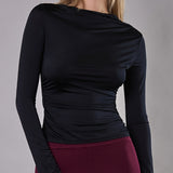 Maglia con Scollo a Barchetta Tessuto Glossy - BLACK - NS50