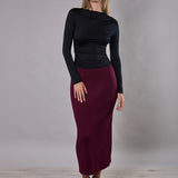 Maglia con Scollo a Barchetta Tessuto Glossy - BLACK - NS50