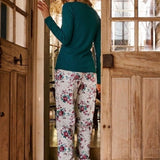 Pigiama Lungo Serafino in Cotone Fiori d'Inverno  - OTTANIO - PL11