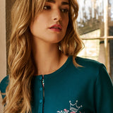 Pigiama Lungo Serafino in Cotone Fiori d'Inverno  - OTTANIO - PL11