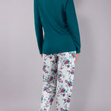 Pigiama Lungo Serafino in Cotone Fiori d'Inverno  - OTTANIO - PL11
