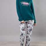 Pigiama Lungo Girocollo in Cotone Fiori d'Inverno - OTTANIO - PL12