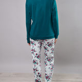 Pigiama Lungo Girocollo in Cotone Fiori d'Inverno - OTTANIO - PL12