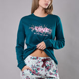 Pigiama Lungo Girocollo in Cotone Fiori d'Inverno - OTTANIO - PL12