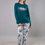 Pigiama Lungo Girocollo in Cotone Fiori d'Inverno - OTTANIO - PL12