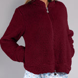 Giacca Corta con Zip Teddy - BORDEAUX - SY54