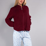 Giacca Corta con Zip Teddy - BORDEAUX - SY54