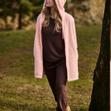 Vestaglia Corta con Zip e Cappuccio Teddy - ROSA - SY70