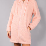 Vestaglia Corta con Zip e Cappuccio Teddy - ROSA - SY70