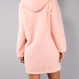 Vestaglia Corta con Zip e Cappuccio Teddy - ROSA - SY70