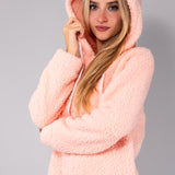 Vestaglia Corta con Zip e Cappuccio Teddy - ROSA - SY70