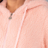 Vestaglia Corta con Zip e Cappuccio Teddy - ROSA - SY70