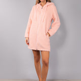 Vestaglia Corta con Zip e Cappuccio Teddy - ROSA - SY70