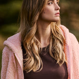 Vestaglia Corta con Zip e Cappuccio Teddy - ROSA - SY70